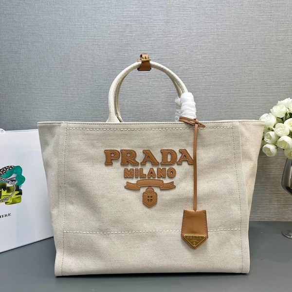[ Prada ] 프라다 리넨 캔버스 토트백 라지