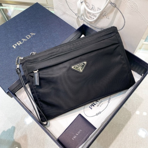[ Prada ] 프라다 리나일론 사피아노 레더 클러치