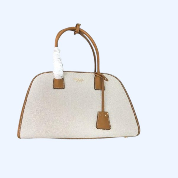 [ Prada ] 프라다 리넨 가죽 토트백