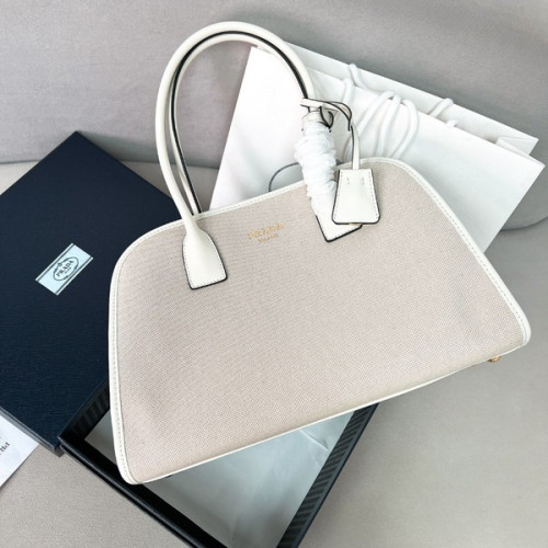 [ Prada ] 프라다 리넨 가죽 토트백