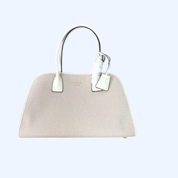[ Prada ] 프라다 리넨 가죽 토트백