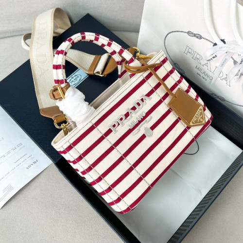 [ Prada ] 프라다 스트라이프 코튼 캔버스 미니백