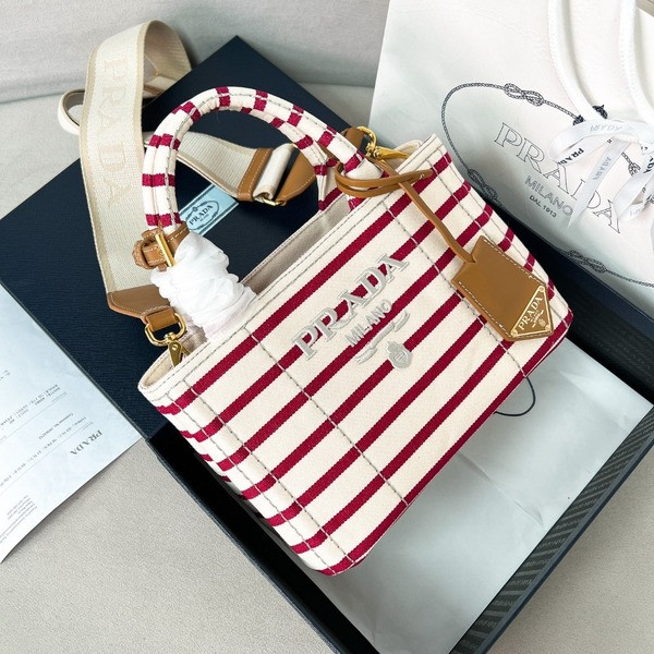 [ Prada ] 프라다 스트라이프 코튼 캔버스 미니백