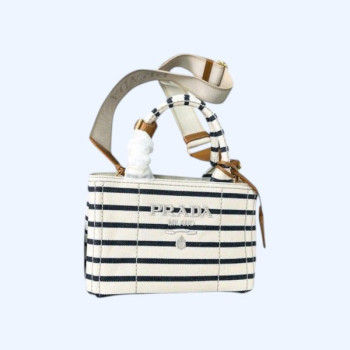 [ Prada ] 프라다 스트라이프 코튼 캔버스 미니백