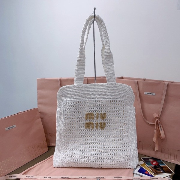 [ 미우미우 ] 크로셰 라피아 토트 백