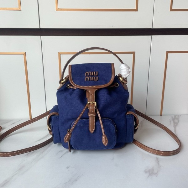 [ Miu Miu ] 미우미우 캔버스 및 가죽 백팩