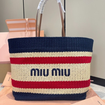 [ Miu Miu ] 미우미우 라피아 우븐 토트 백