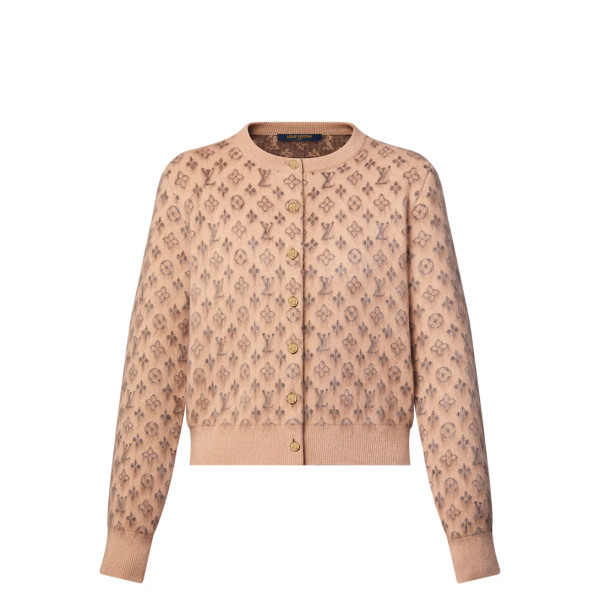 브러시드 모노그램 가디건