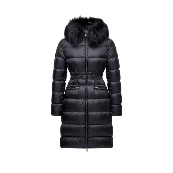 Boedic 후드 시어링 트리밍 롱 다운 재킷