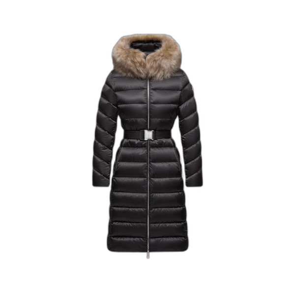 Leersie 후드 시어링 트리밍 롱 다운 재킷