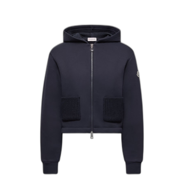 니트 디테일 코튼 집업 후디