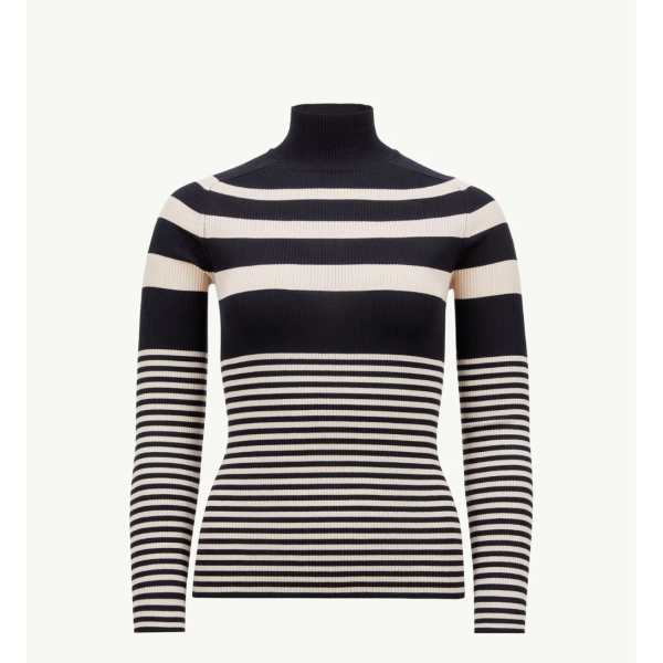 스트라이프 울 터틀넥 스웨터