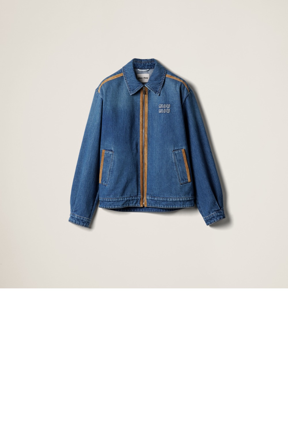 미러급레플리카사이트 | 명품레플리카 전문 쇼핑몰 | 딥퀄 - 데님 및 가죽 블루종 재킷 &gt; 미우미우
