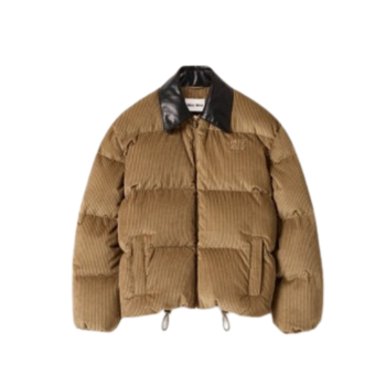 코듀로이 및 나파 가죽 다운 재킷