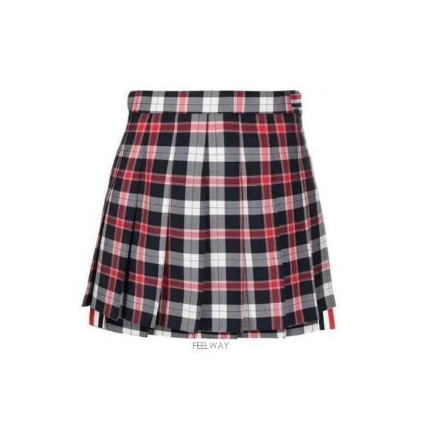 타탄 트윌 플리츠 미니 스커트