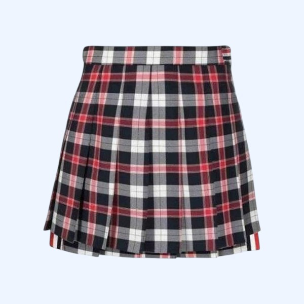 타탄 트윌 플리츠 미니 스커트