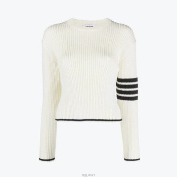 톰브라운 여성 크롭 케이블 메리노 울 니트