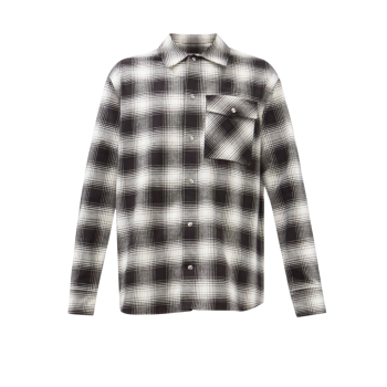 몽클레어 체크 브러쉬 포인트 카라 코튼 플란넬 버튼 셔츠