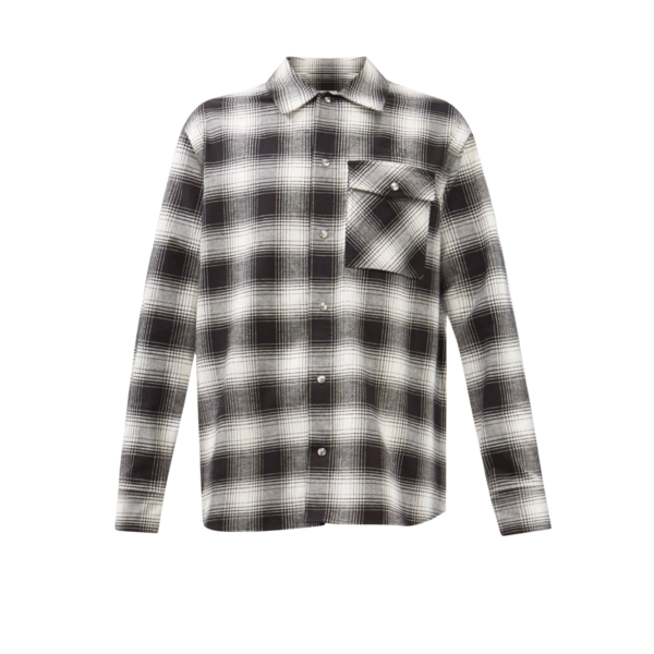 몽클레어 체크 브러쉬 포인트 카라 코튼 플란넬 버튼 셔츠