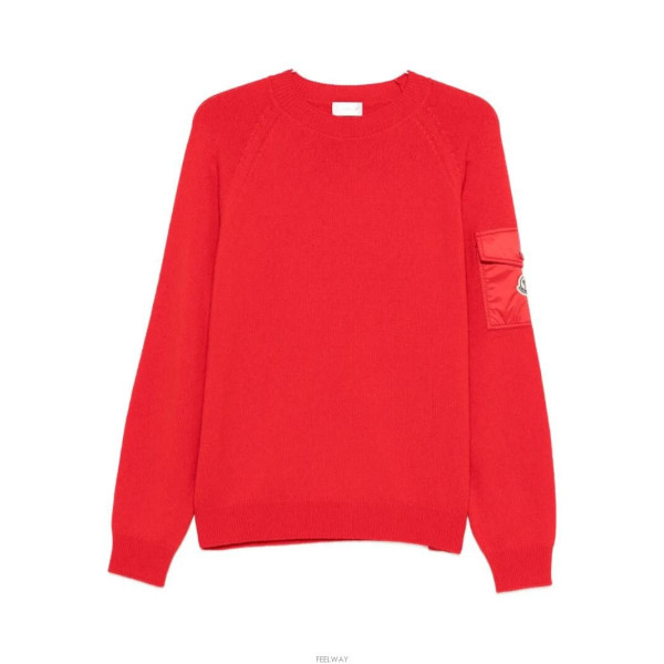 몽클레어 포켓 소매 크루 넥 스웨터