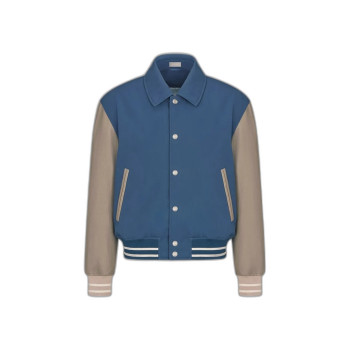 블루 코튼 트윌 & 브라운 양가죽