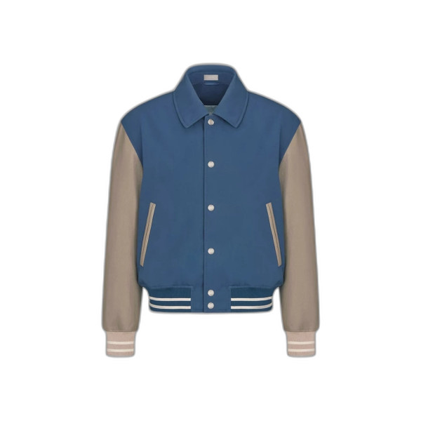 블루 코튼 트윌 & 브라운 양가죽