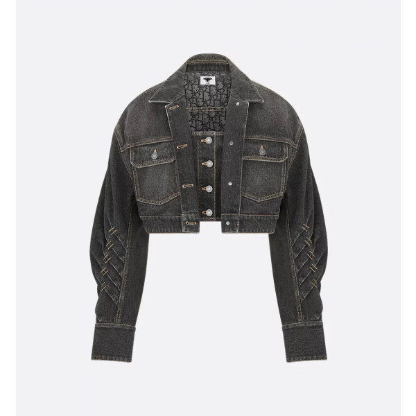 블랙 스톤워싱 코튼 데님