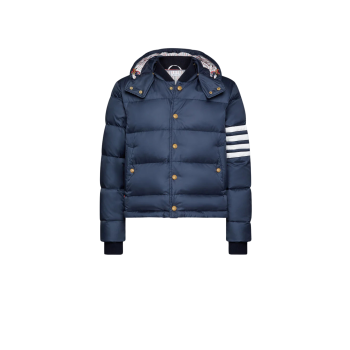 매트 피니시 나일론 다운 필 4-바 후드 봄버