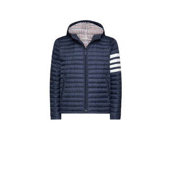 매트 피니시 나일론 다운 필 퀼팅 4-바 후드 재킷