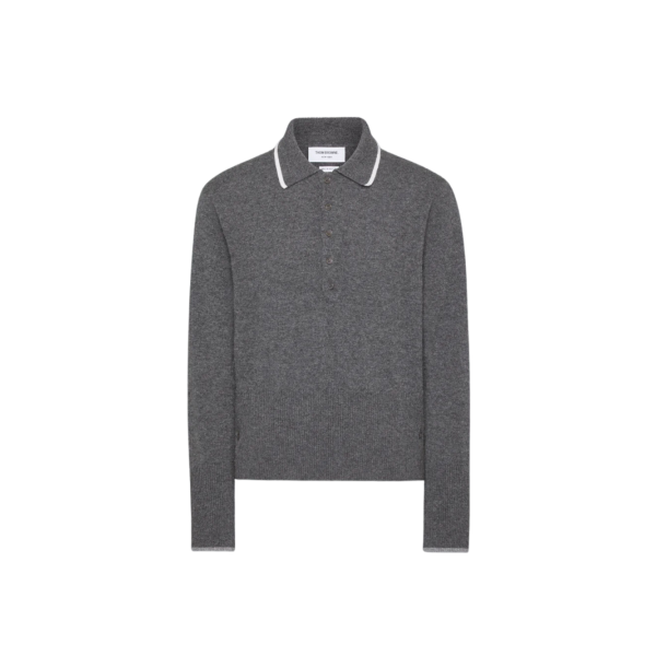 브라운 65 저지 인타르시아 캐시미어 롱 슬리브 폴로