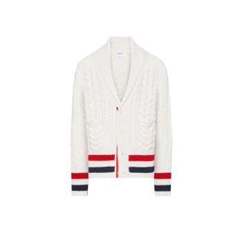 아란 케이블 캐시미어 RWB 스트라이프 카디건