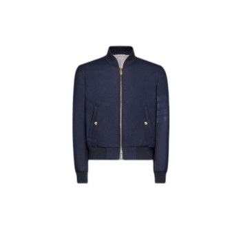 플란넬 4-바 니트 립 블루종