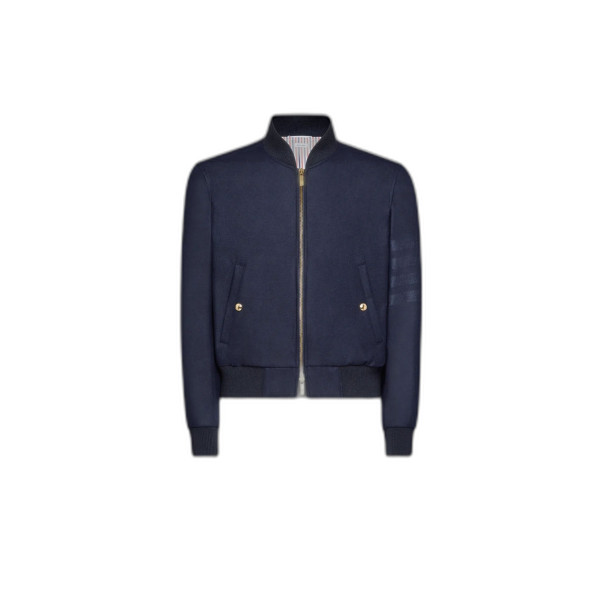 플란넬 4-바 니트 립 블루종