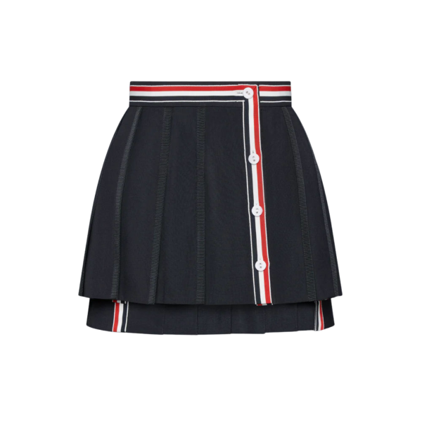 스쿨 유니폼 플레인 위브 미니 플리츠 랩 스커트