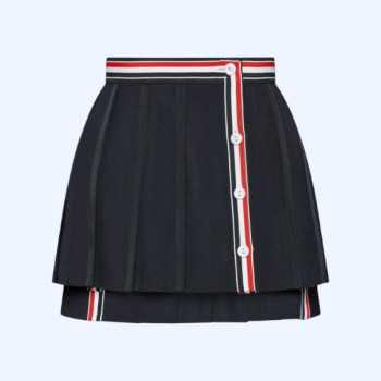 스쿨 유니폼 플레인 위브 미니 플리츠 랩 스커트