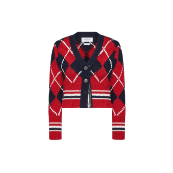 아가일 인타르시아 메리노 울 슈렁큰 카디건