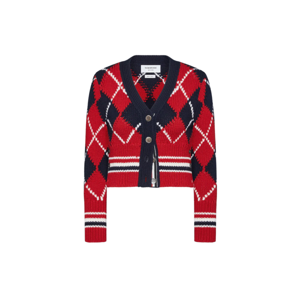 아가일 인타르시아 메리노 울 슈렁큰 카디건