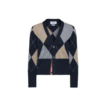 아가일 인타르시아 캐시미어 브이넥 카디건