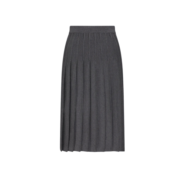 울 실크 포인텔 플리츠 스커트