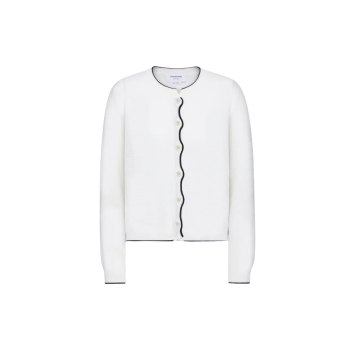 울 크레이프 4-바 크루넥 카디건