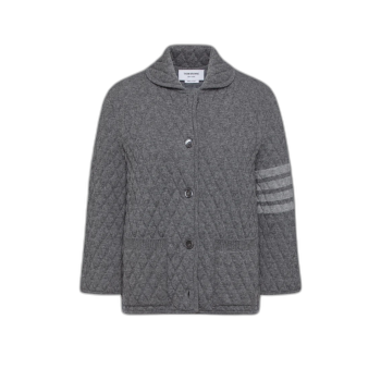 퀼티드 니트 자카드 메리노 울 4-바 워크 재킷