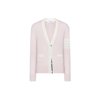 파인 메리노 울 4-바 브이넥 카디건