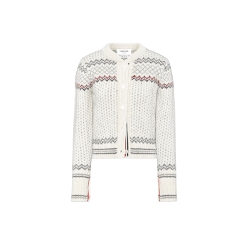 페어아일 자카드 도니골 크롭 카디건