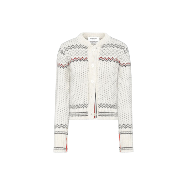 페어아일 자카드 도니골 크롭 카디건