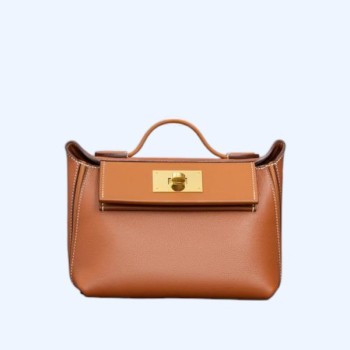 에르메스 2424 미니 백 브라운 골드 하드웨어