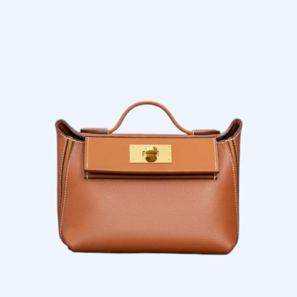 에르메스 2424 미니 백 브라운 골드 하드웨어