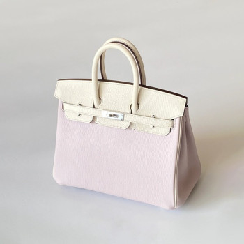 에르메스 버킨 25 르투르네 스페셜 오더 핑크 & 화이트 투톤 팔라듐 하드웨어