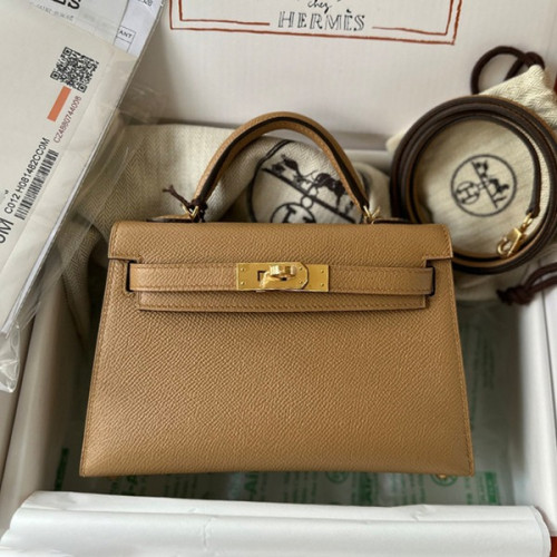 에르메스 미니 켈리 20 셀리에 카멜 골드 하드웨어