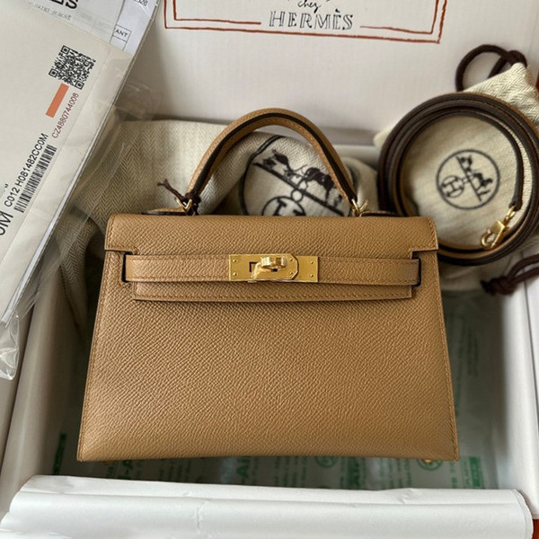 에르메스 미니 켈리 20 셀리에 카멜 골드 하드웨어