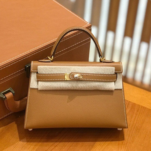 에르메스 미니 켈리 2세대 셀리에 골드 브라운 골드 하드웨어